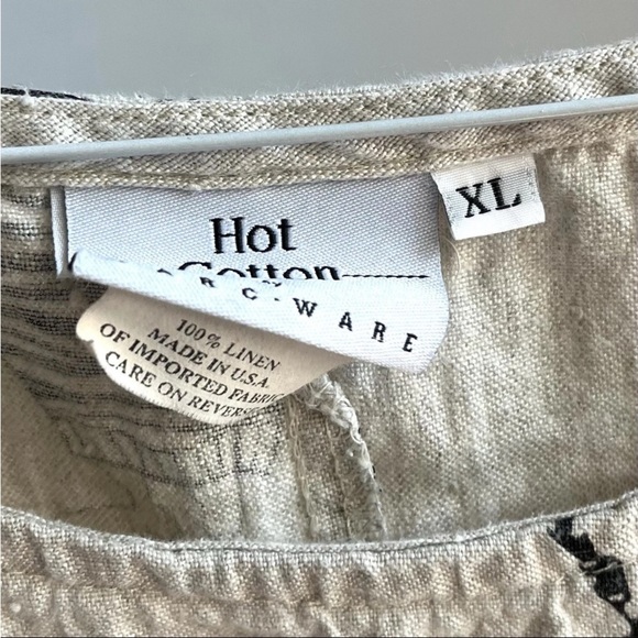 Hot Cotton by Marc Ware Dress Sz XL Maxi Linen Exotic African Tribal Print EUC - Picture 2 of 9